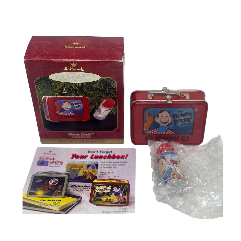 Vintage 1999 Hallmark Keepsake Howdy Doody Lunch Box Christmas Ornament 2.5" NIB